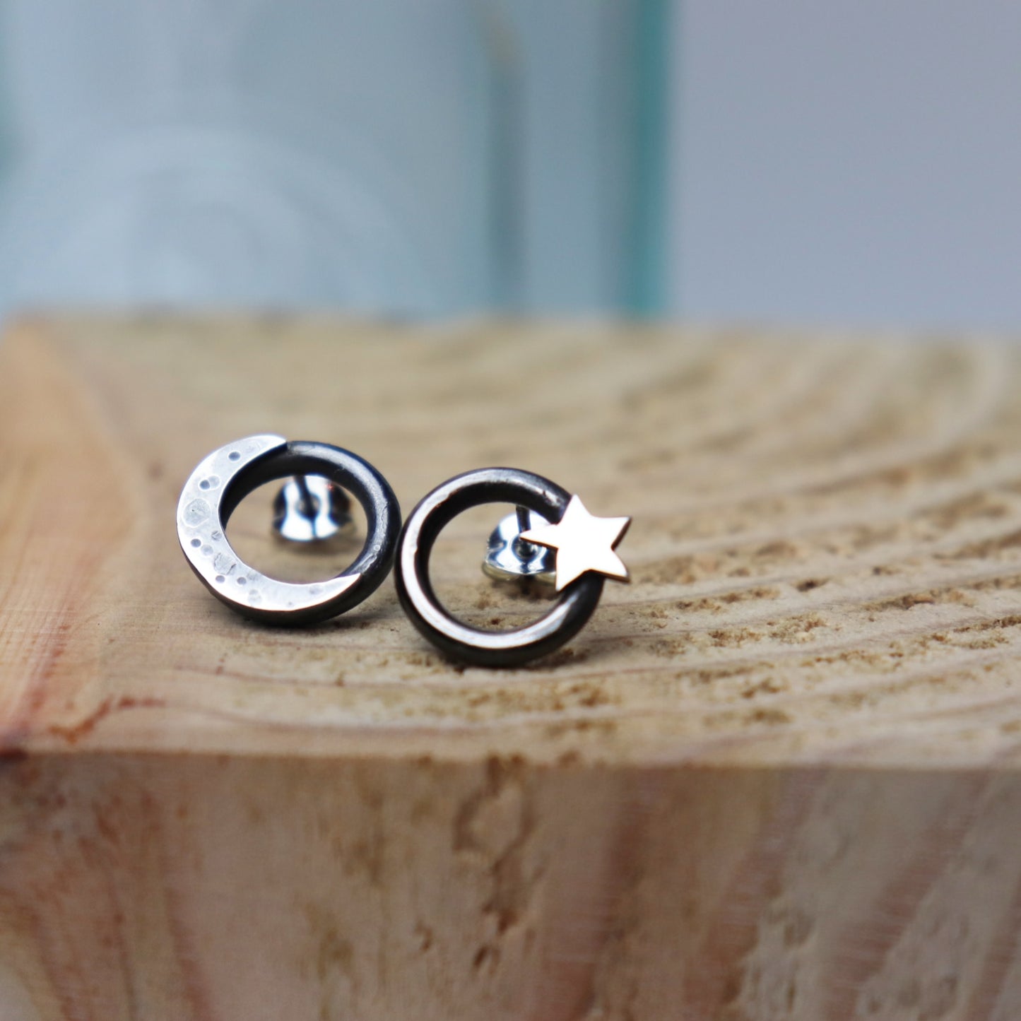 Large Moon and Star Studs