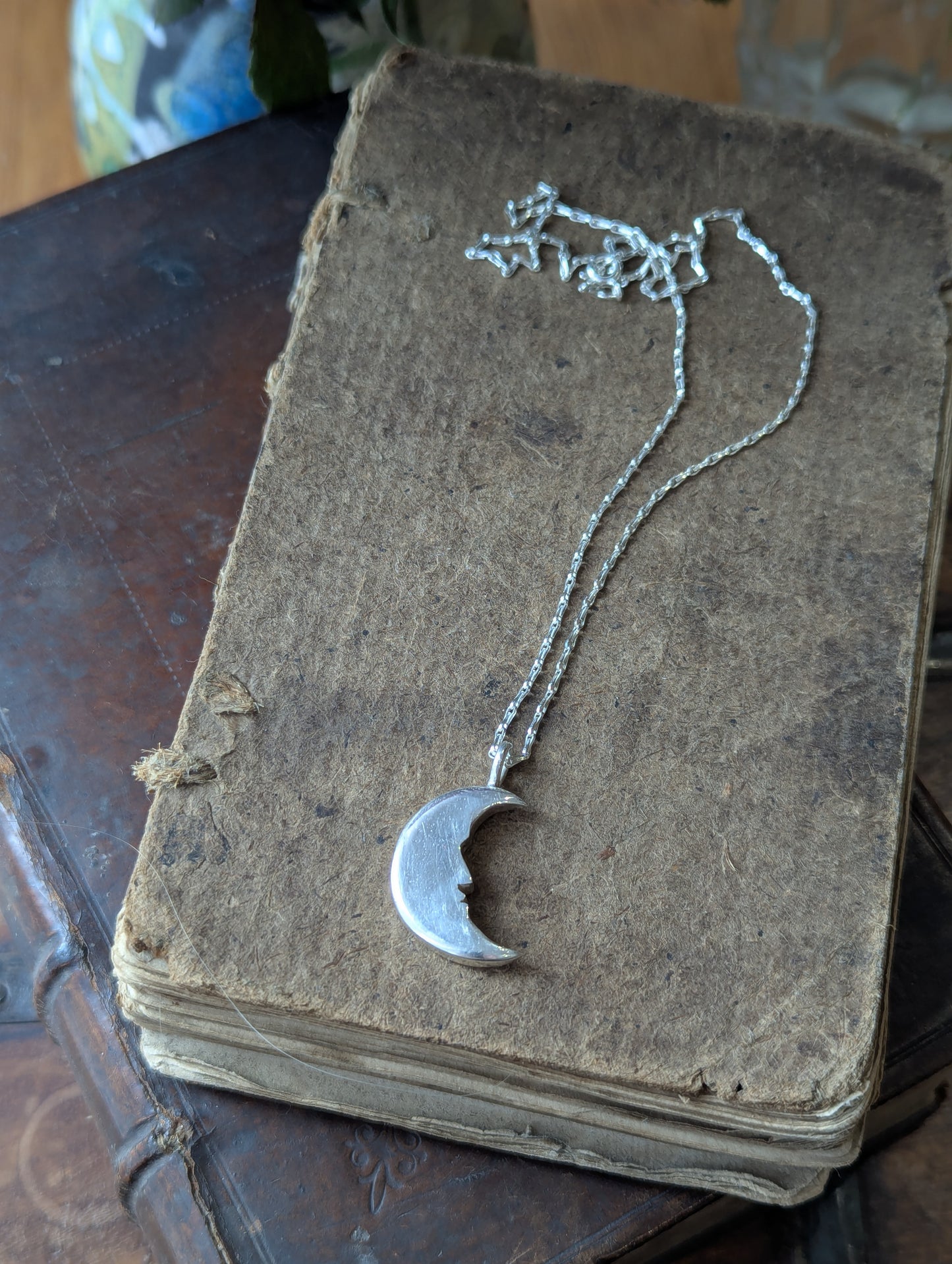 Hand Carved Moon Pendant