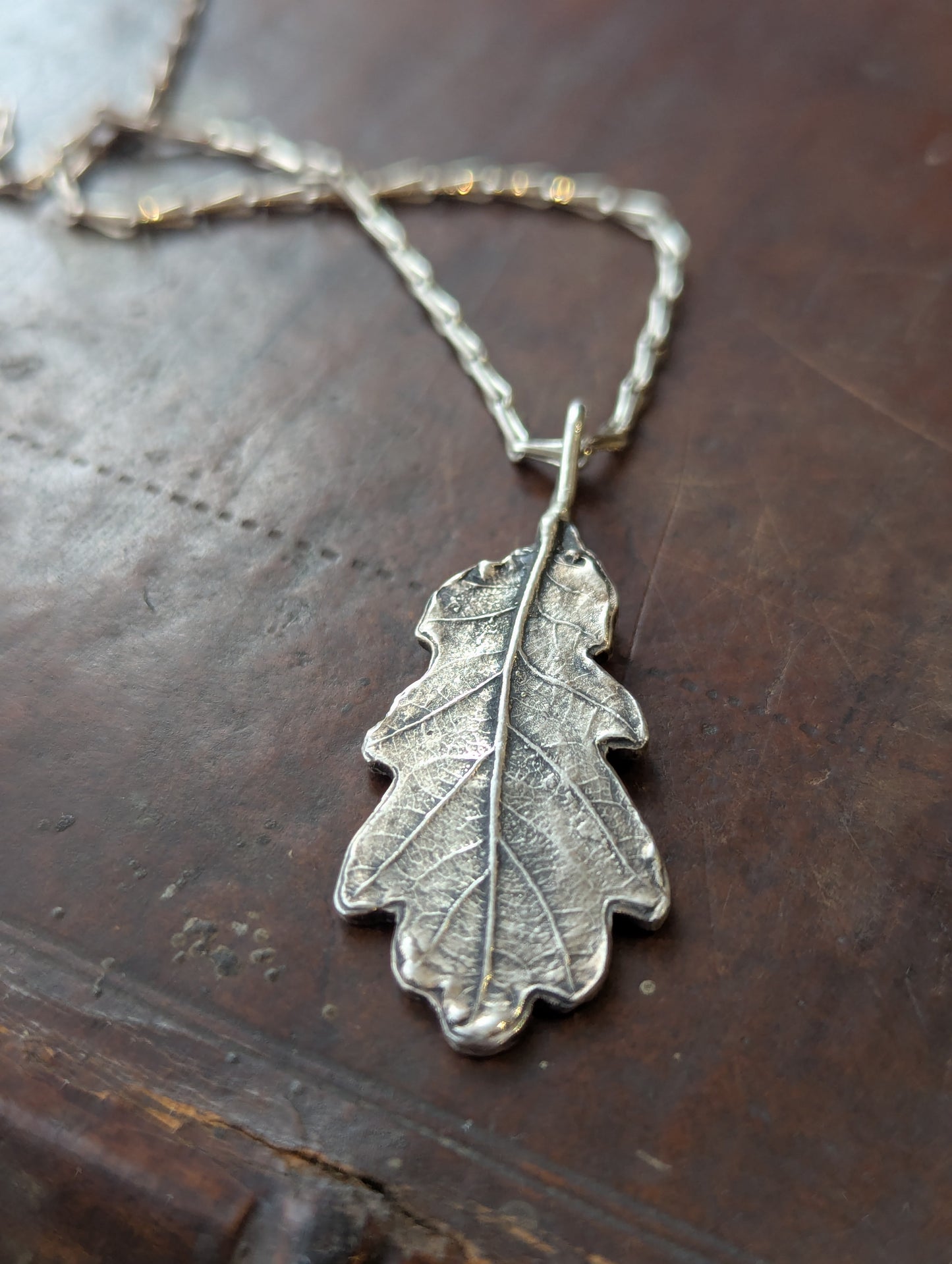 Oxidised Oak Leaf Pendant