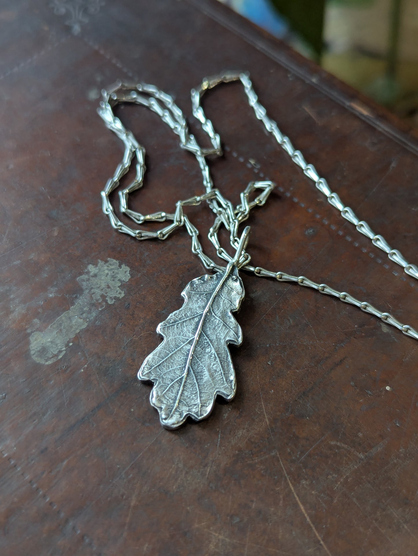 Oxidised Oak Leaf Pendant