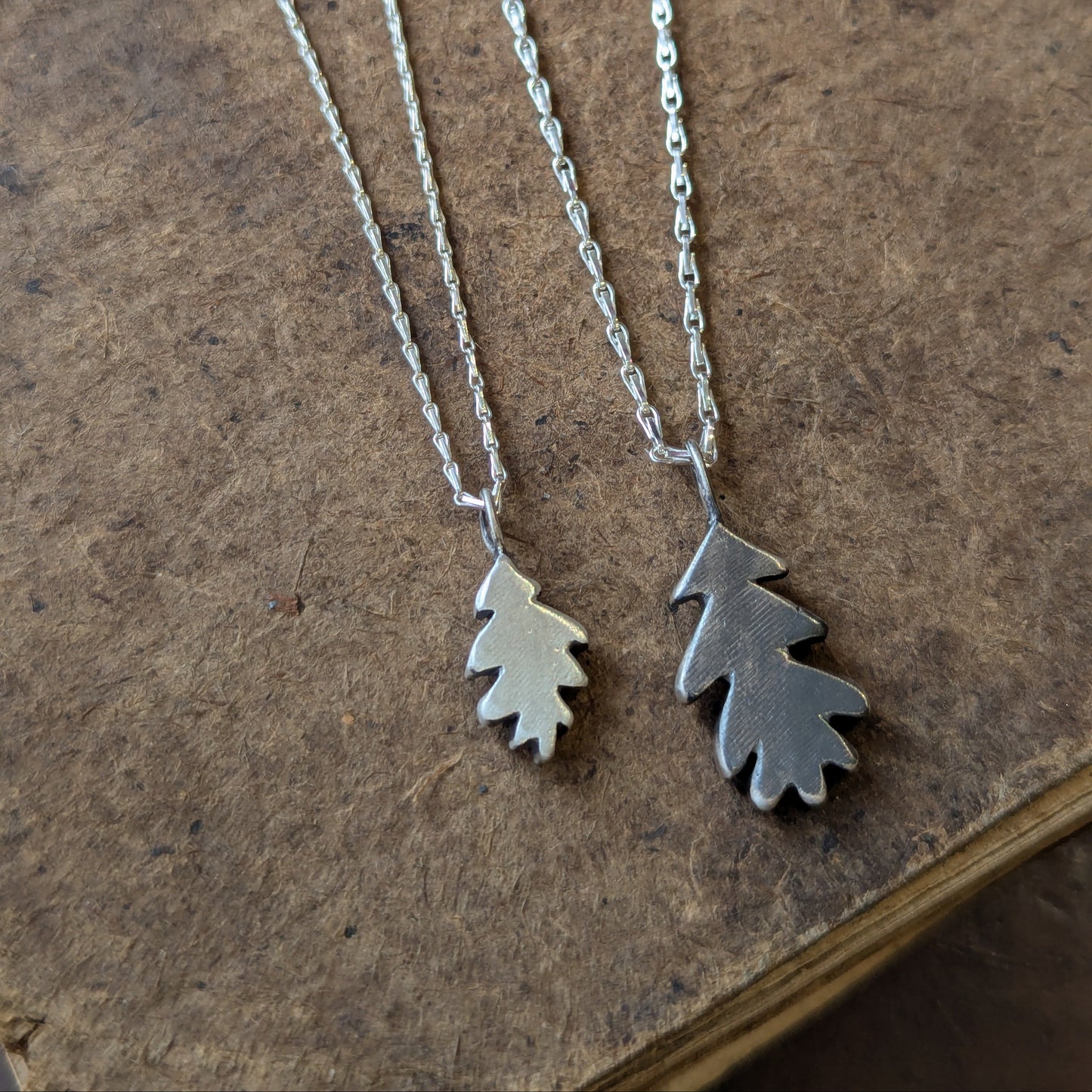 Hand carved oak leaf pendant