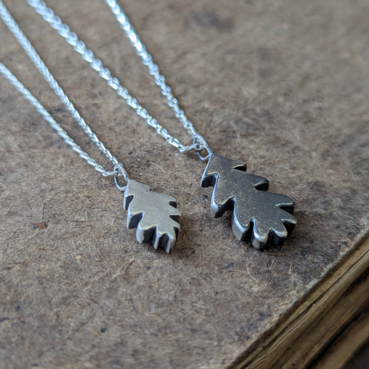 Hand carved oak leaf pendant