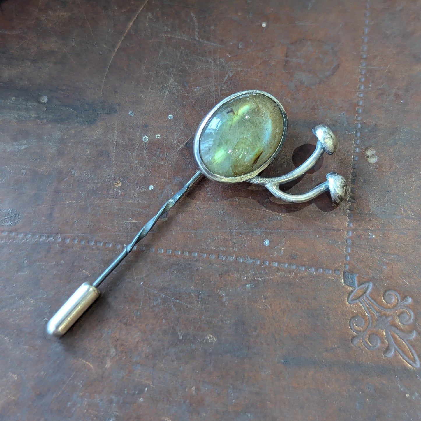 Mushroom Labradorite Pin