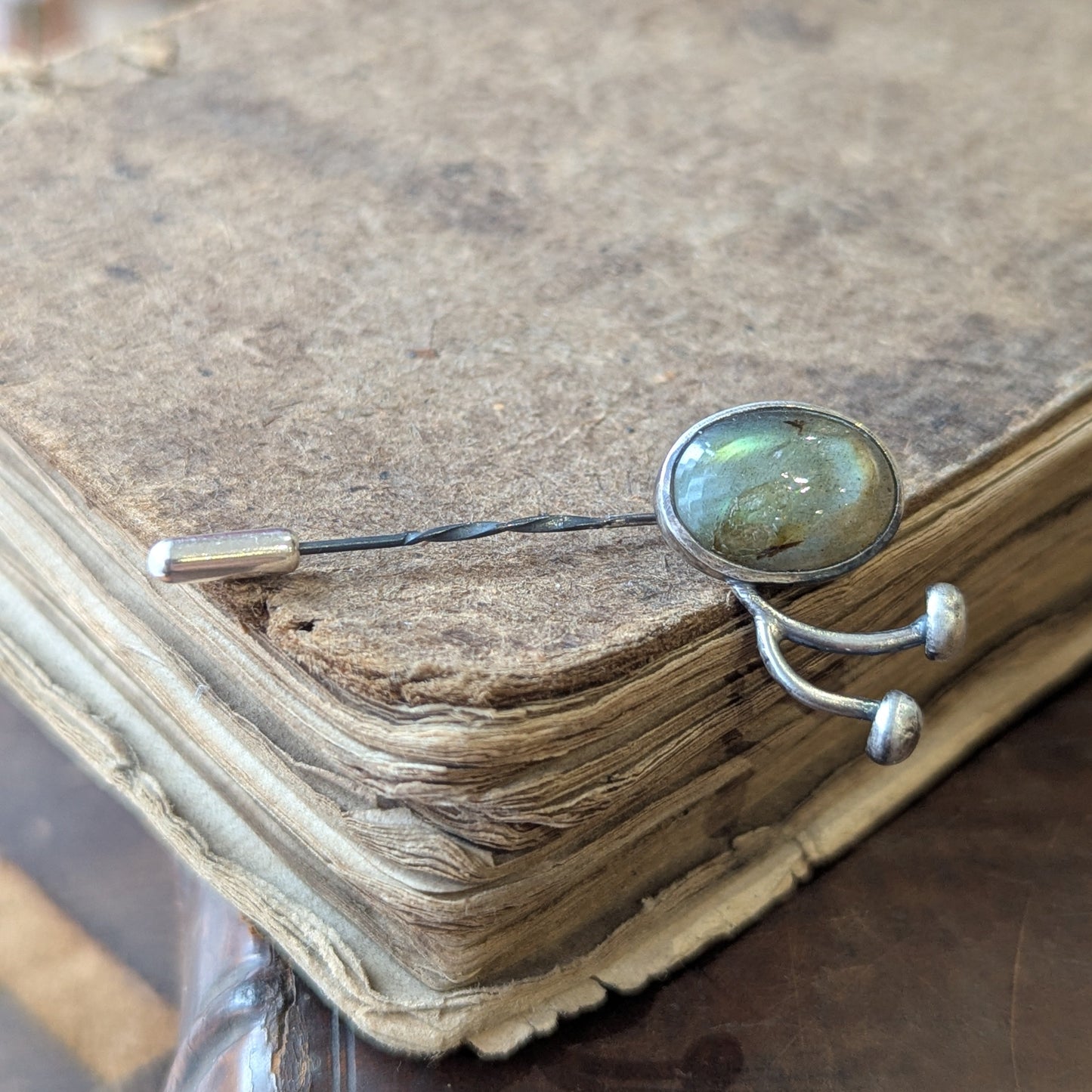Mushroom Labradorite Pin