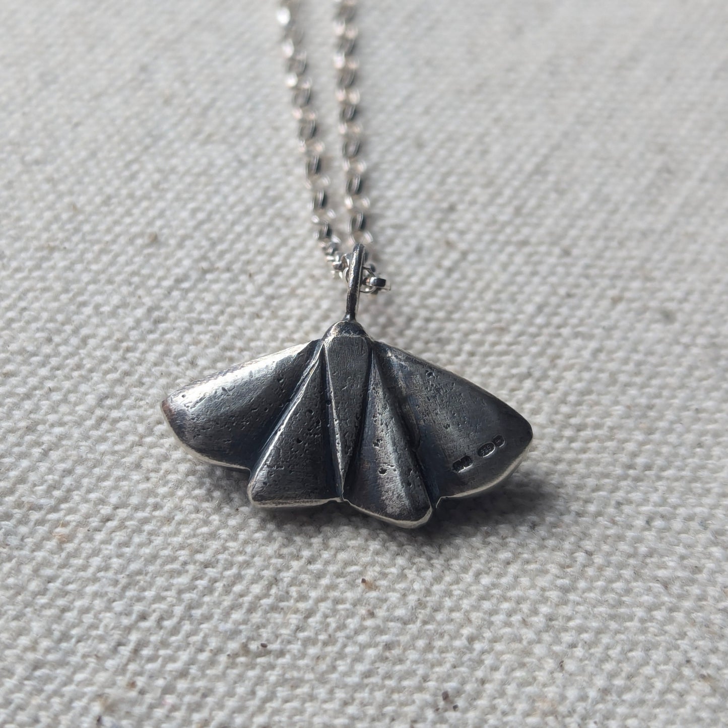 Handcarved Silver Moth with Garnets