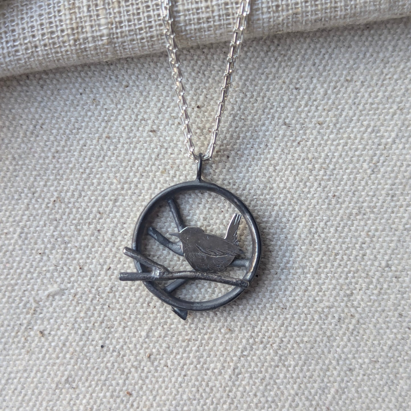 Wren on a Branch Pendant