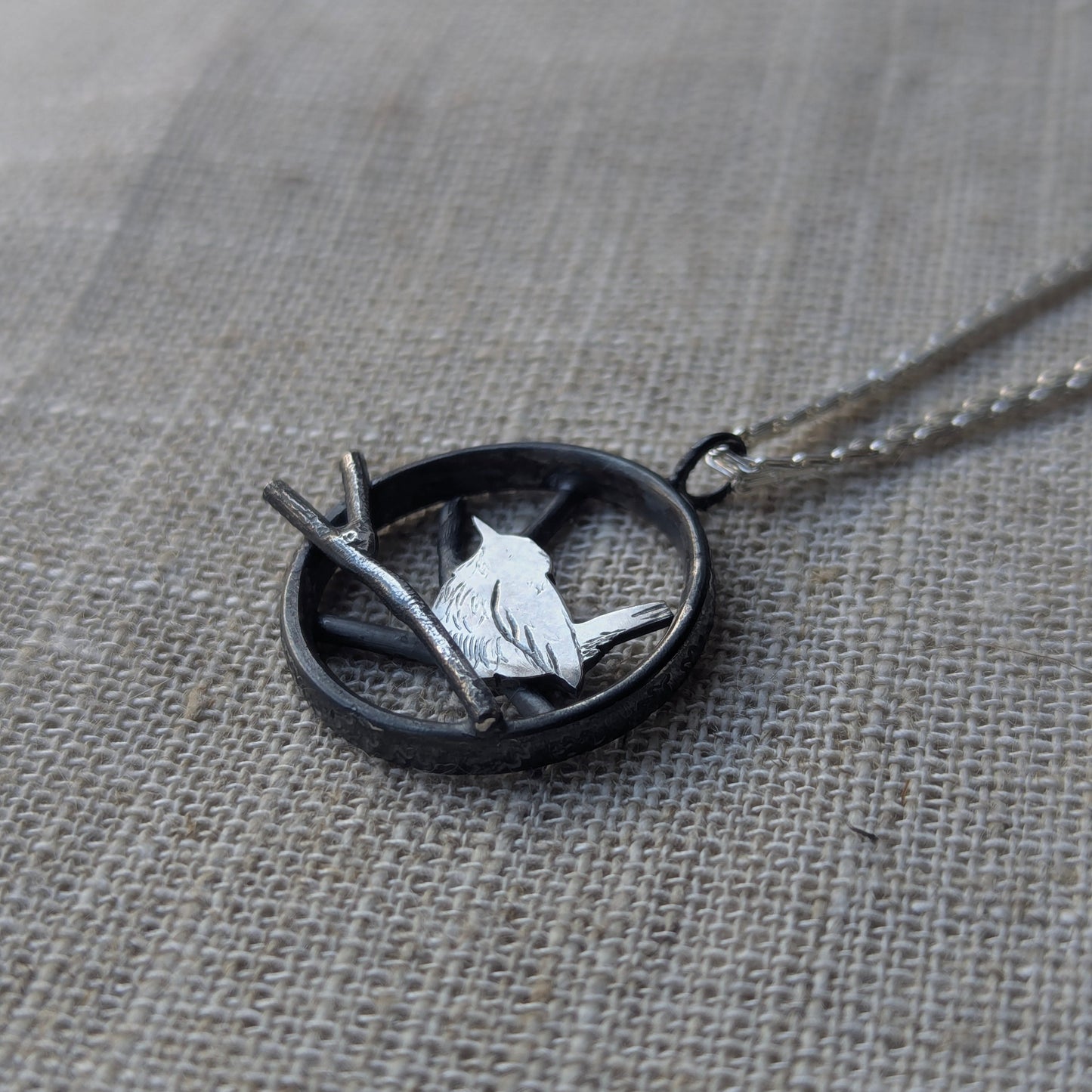 Wren on a Branch Pendant