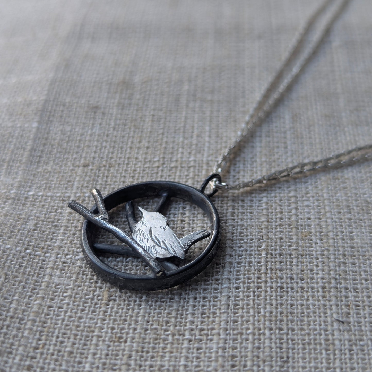 Wren on a Branch Pendant
