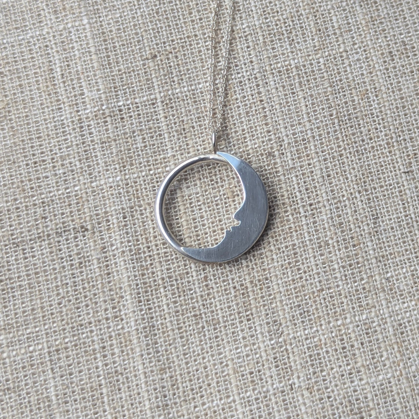 Bright Silver Crescent Moon Pendant