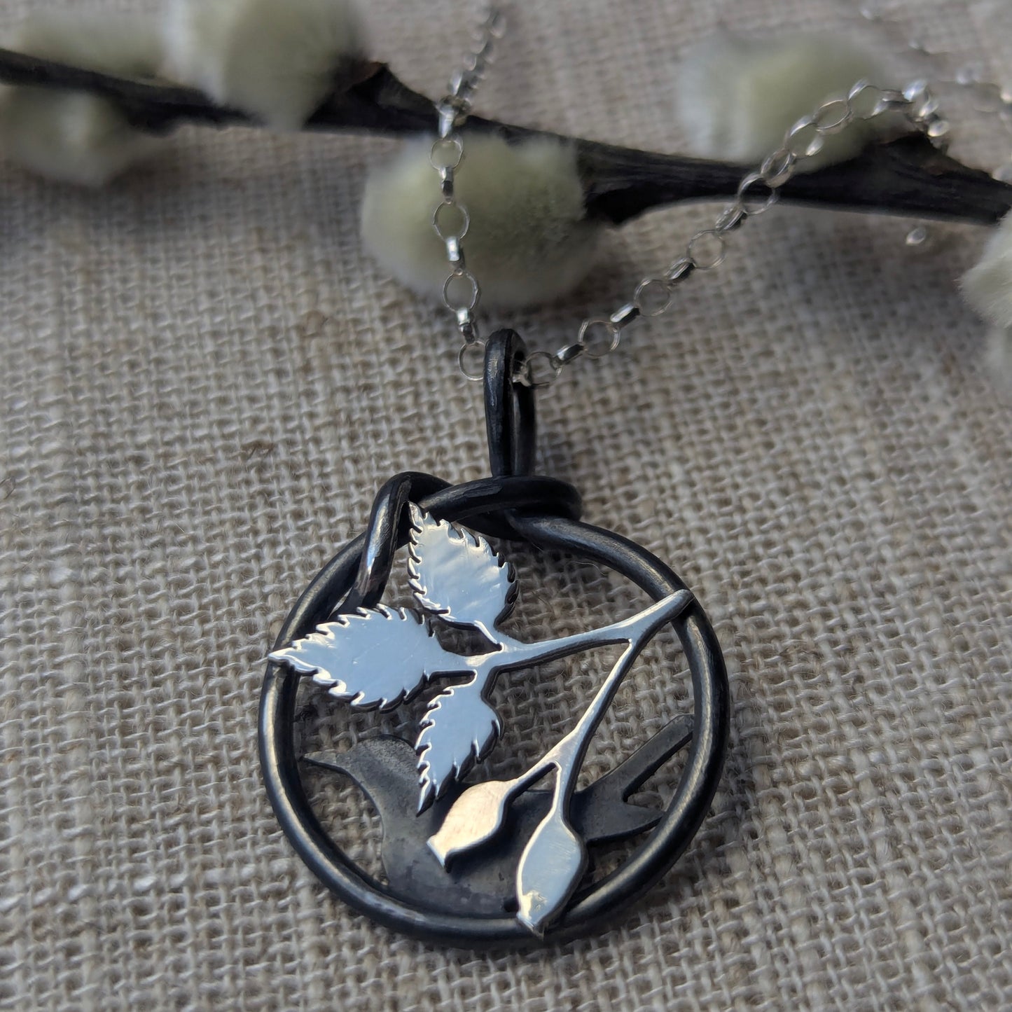 Blackbird Hedgerow Pendant