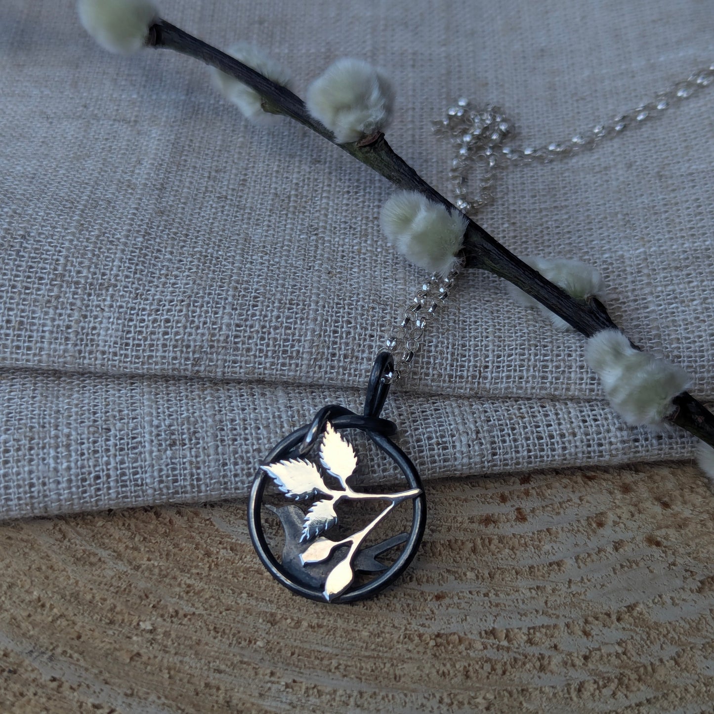 Blackbird Hedgerow Pendant