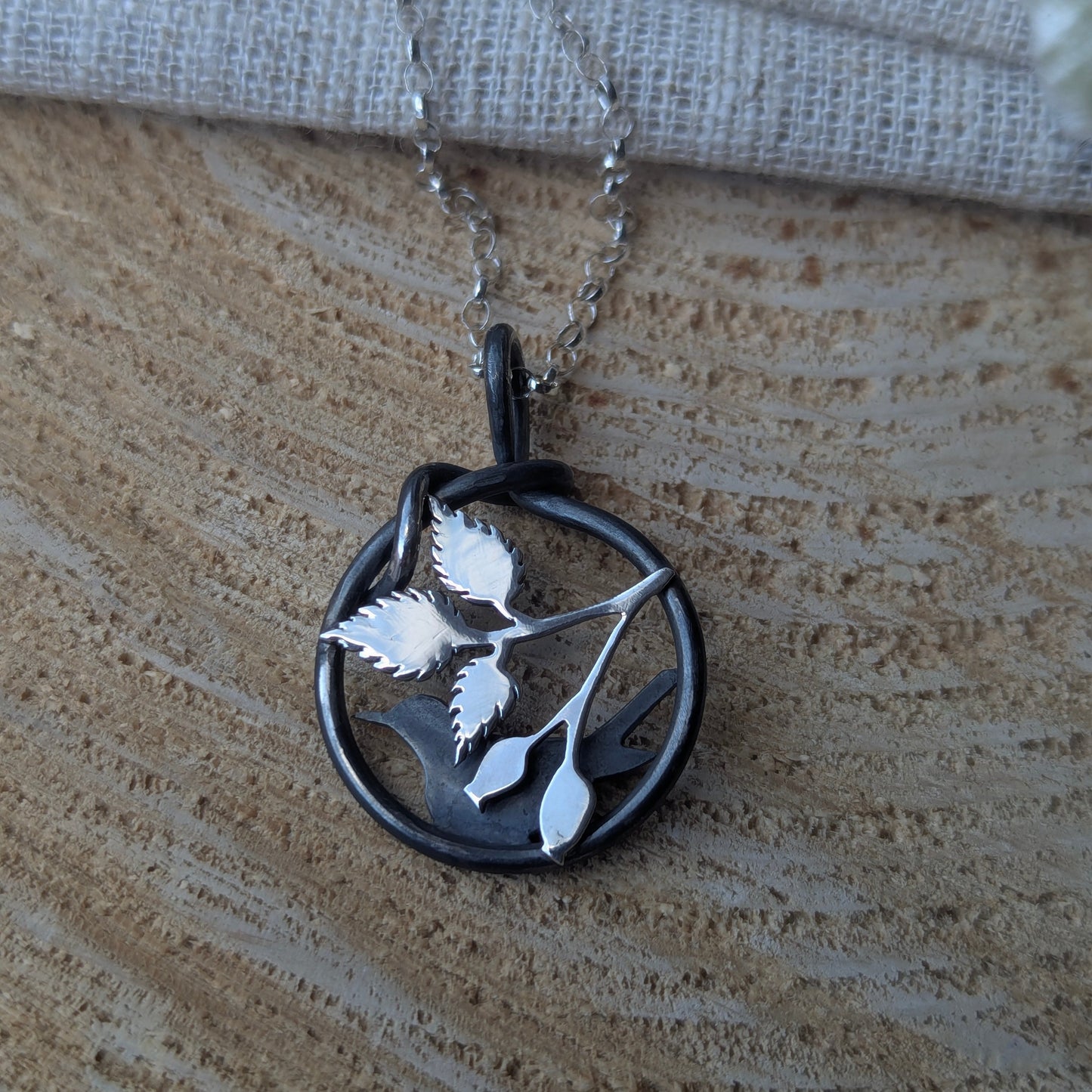 Blackbird Hedgerow Pendant