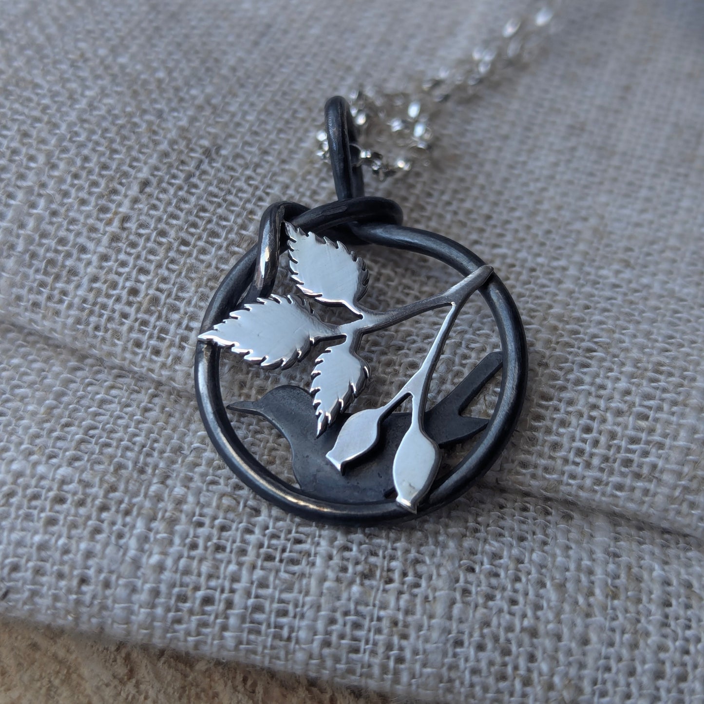 Blackbird Hedgerow Pendant