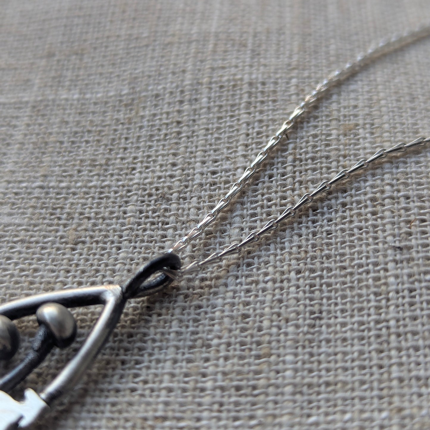 Mushroom and Oak Leaf Teardrop Pendant