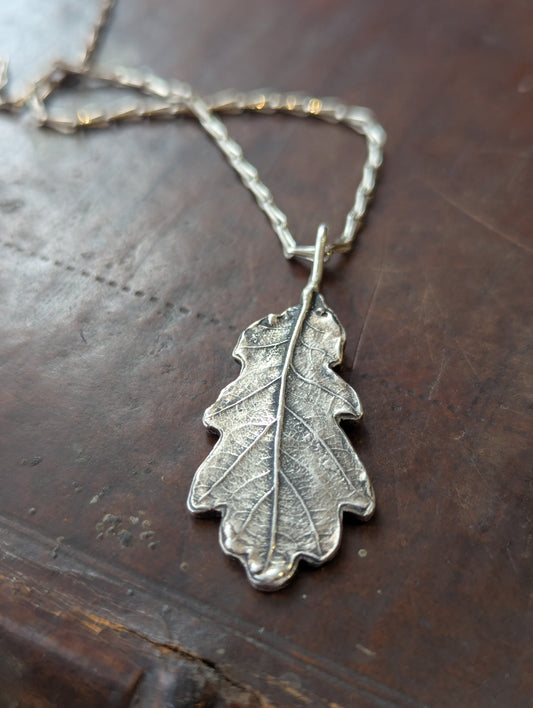 Oxidised Oak Leaf Pendant