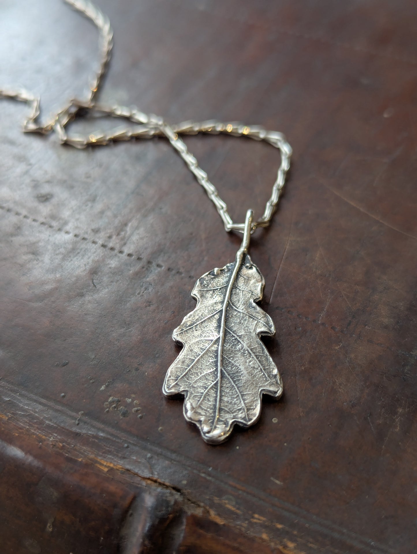 Oxidised Oak Leaf Pendant