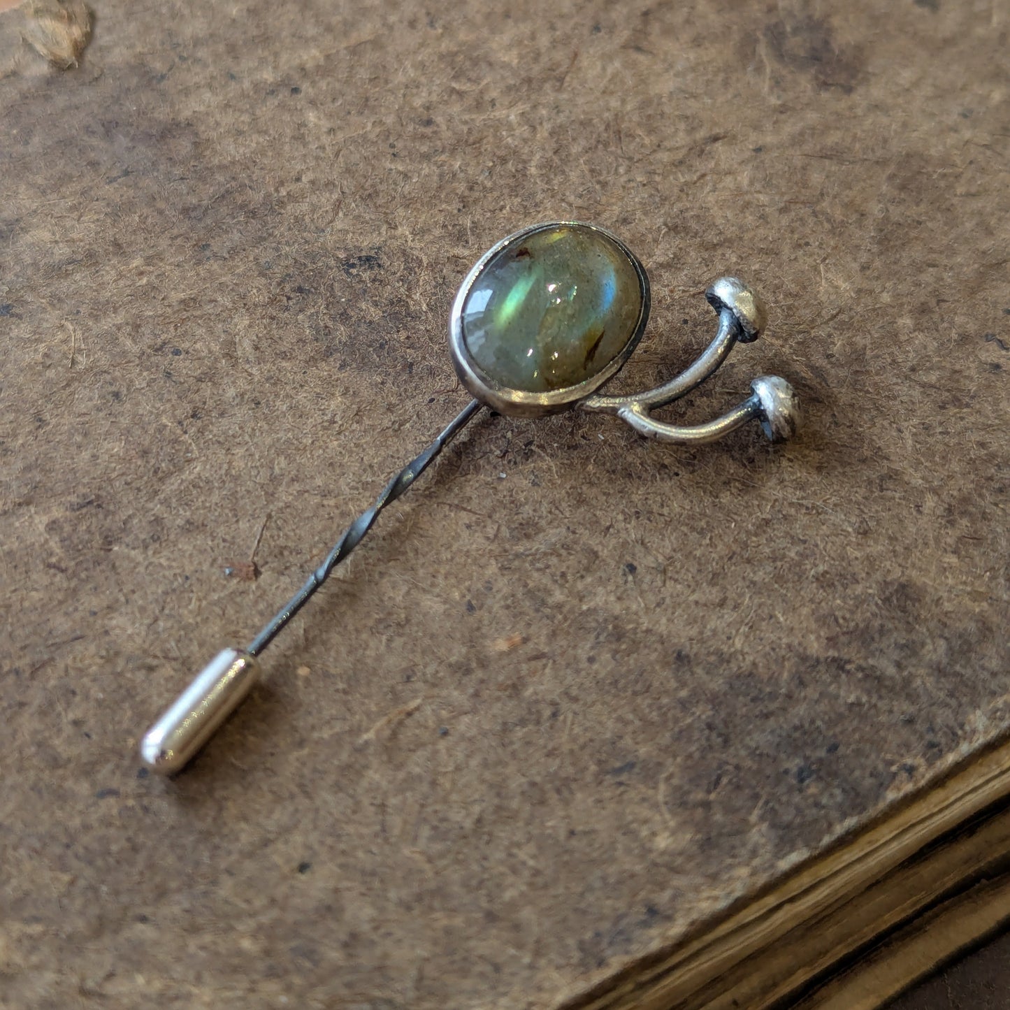 Mushroom Labradorite Pin