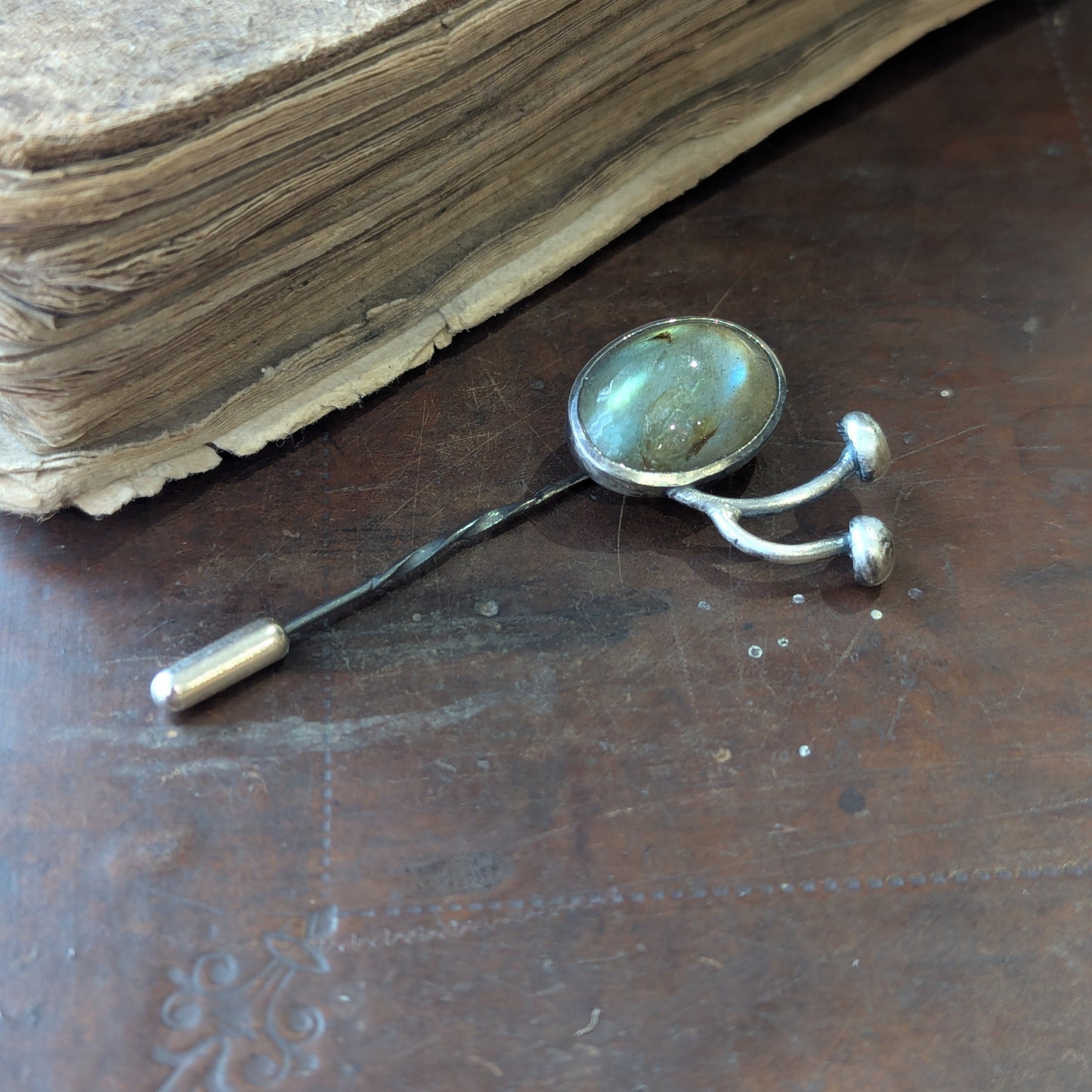 Mushroom Labradorite Pin