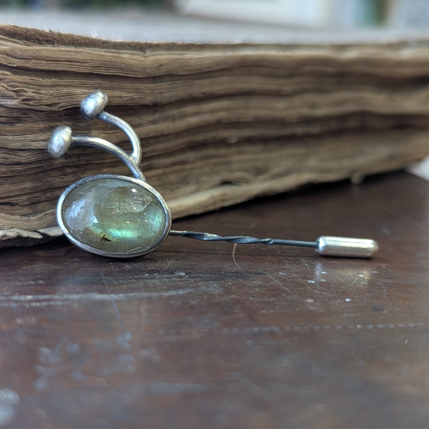 Mushroom Labradorite Pin