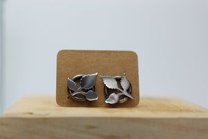 Rose Leaf Silver Stud Earrings