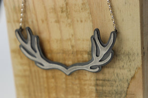 Silver Stag Antler Necklace